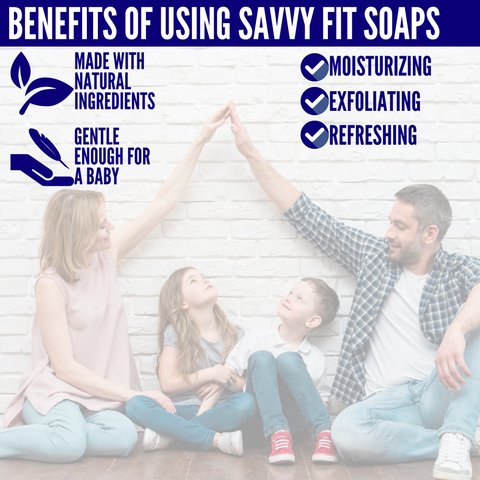 Savvy Fit Soaps plant-based, USA-made benefits, highlighting natural ingredients for a refreshing, nourishing, and sustainable skincare experience.