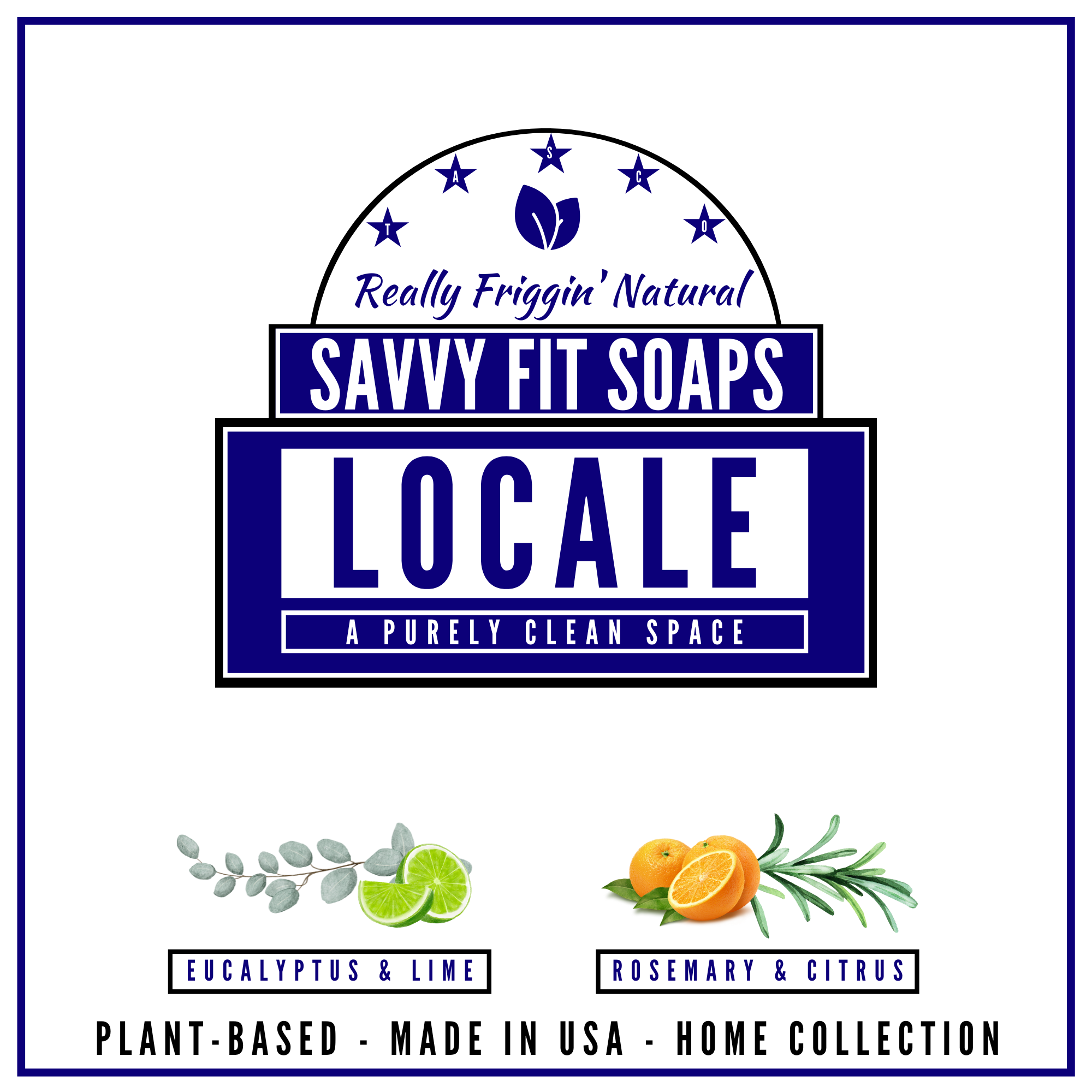 Savvy Fit Soaps Locale product name, highlighting a natural and refreshing skincare option for a soothing and aromatic experience.