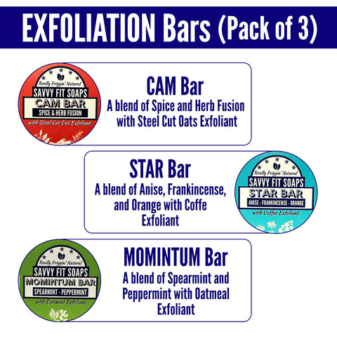 Top Exfoliators Soap Bars – 3-Pack | Star, Cam & Momintum