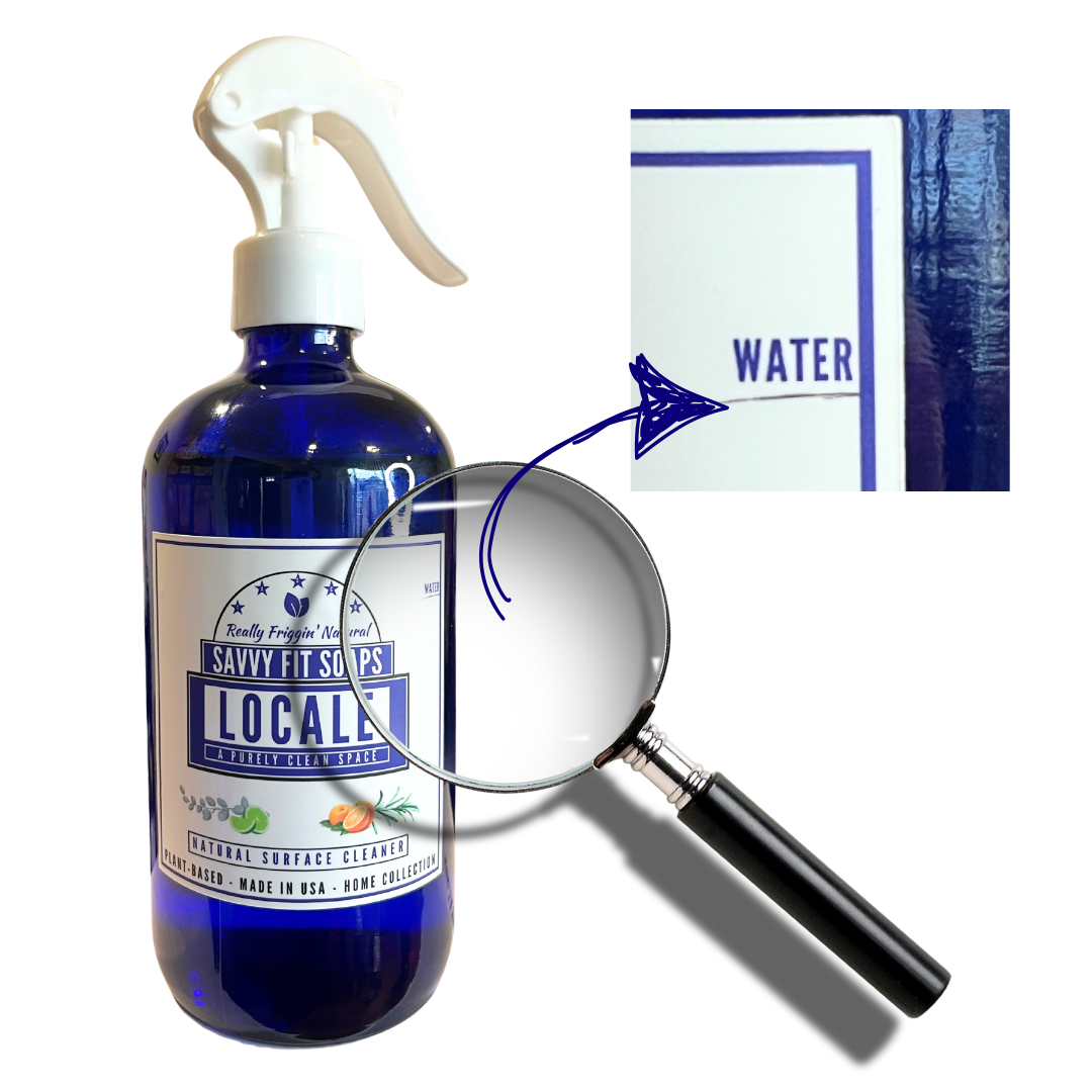 A bottle of Savvy Fit Soaps Locale, showcasing a natural and refreshing skincare product for a soothing and aromatic experience.