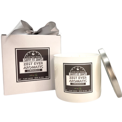 Savvy Fit Soaps Zest Ever Aromatic in Lemongrass, highlighting its plant-based, USA-made formula for a refreshing and revitalizing skincare experience.