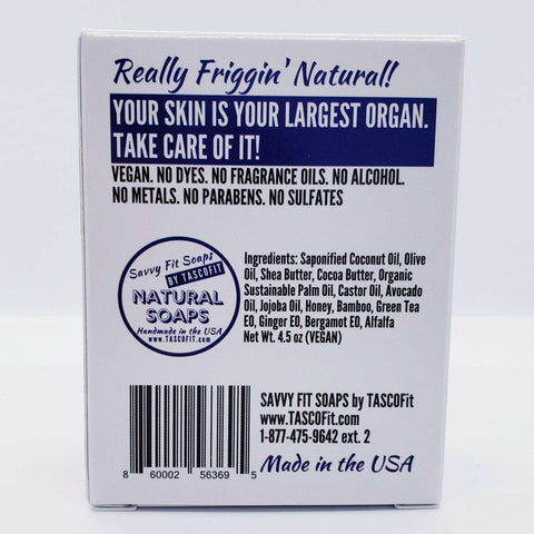 Savvy Fit Soaps Bootea Bar in Green Tea, Ginger, and Alfalfa, showcasing its plant-based, USA-made ingredients for a natural and invigorating skincare experience.